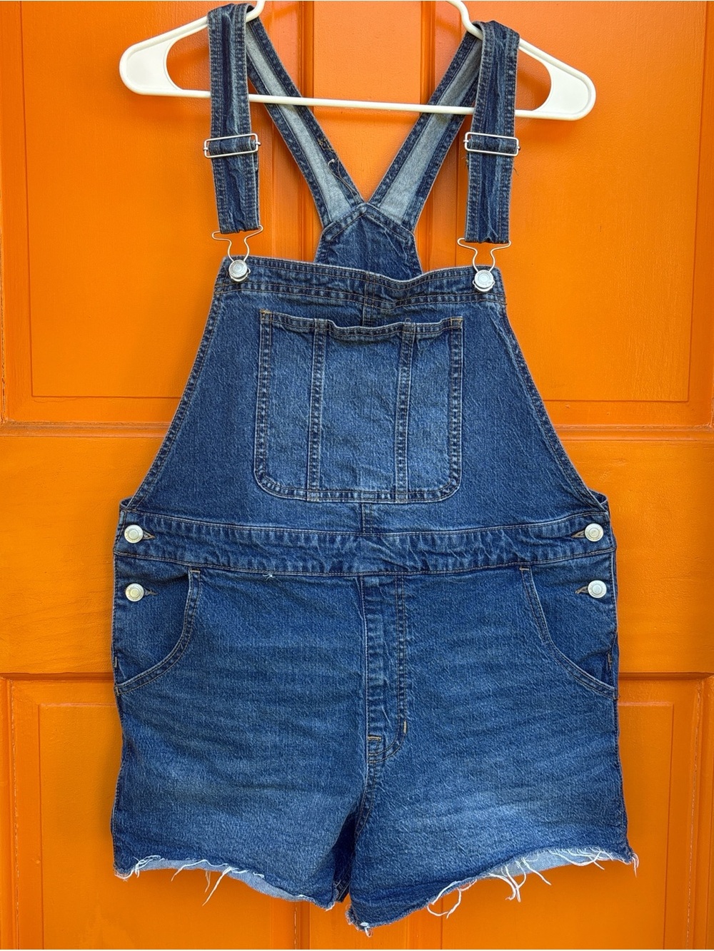 No Boundaries Dark Blue Denim Short Overalls